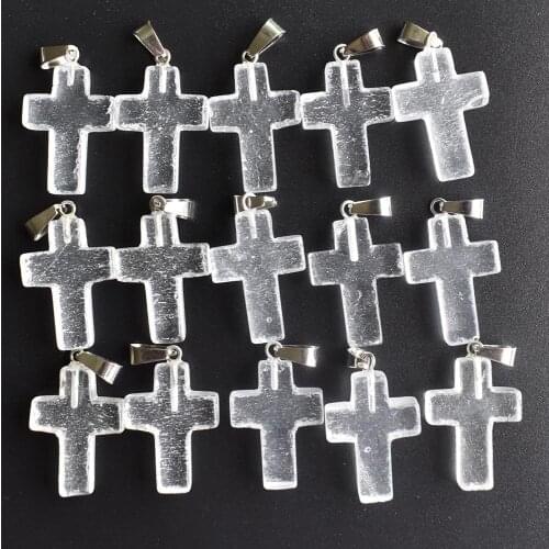 2020 fashion hot selling natural crystal cross pendants charms for men and women jewelry making Wholesale 50pcs free shipping