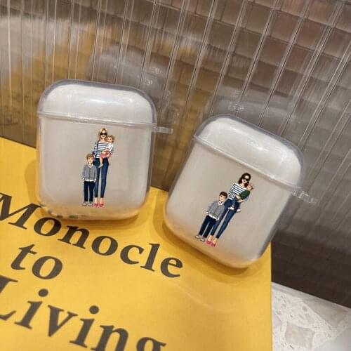 Fashion Baby Girl Mom The red skir Transparent TPU Bluetooth Earphone Airpods Cover for Airpods 2 Airpods1 Airpods pro 3