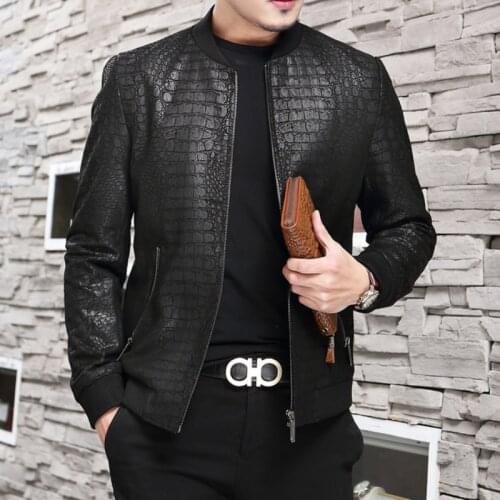 AYUNSUE Spring Genuine Leather Jacket Men Clothing Autumn Coat Mens Short Embossed Sheepskin Mens Jackets Hommes Veste LXR581