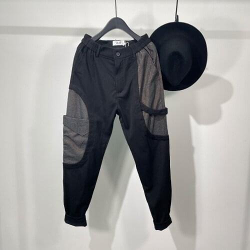 Owen Seak Men Casual Pencil Pants High Street Wear Mens Clothing England Sweatpants Preppy Autumn Winter Cross Black Pants