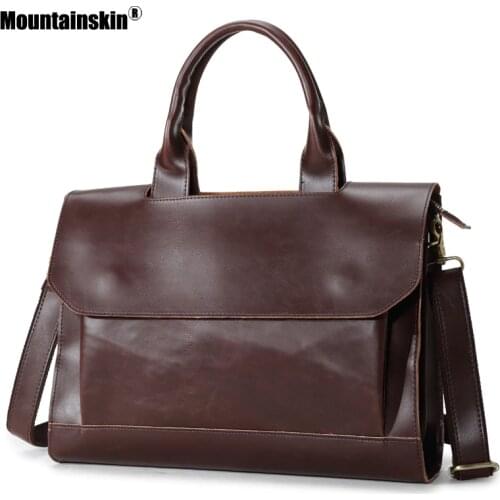 Mountainskin Mens Briefcase Messenger Bag PU Leather Business Handbag 2020 New Male Large Capacity Messenger Shoulder Bag SQ002