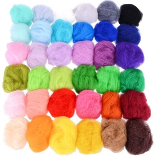 Colorful Wool Felt Starter Craft DIY Needlework Kit 36 Color 3g Felting Wool Fiber For Home Spinning Sewing Needle Felting