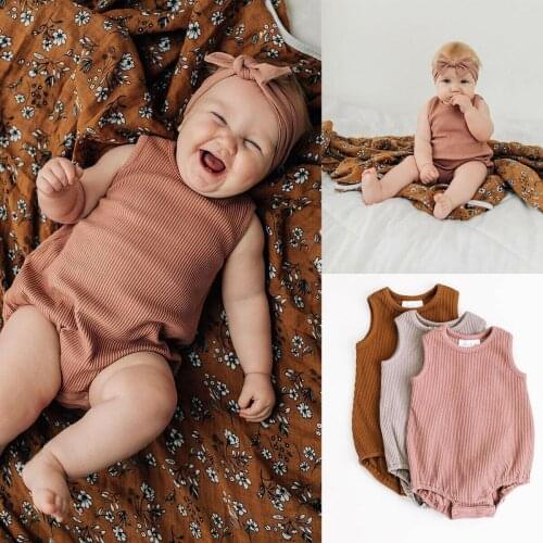 Summer New Newborn Baby Bodysuit Girls Clothes Solid Color Bubble Bodysuit Jumpsuit Outfits Sunsuit Khaki Pink 0-24M