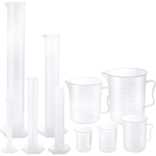 PPYY NEW -Plastic Graduated Cylinders and Plastic Beakers,5pcs Plastic Graduated Cylinders 10ml 25ml 50ml 100ml 250ml and 5pcs
