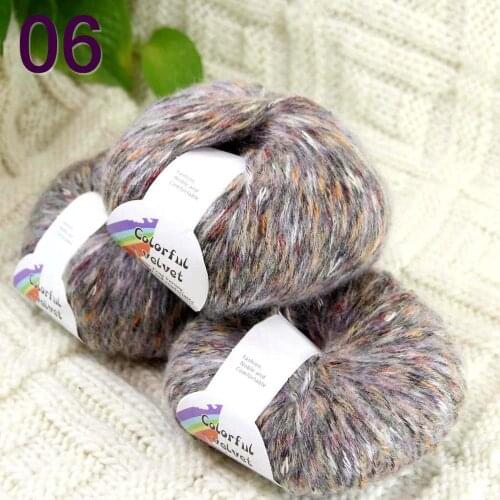 Sale of colorful wool 3ballsX50g thread camel hair color broken coat line mohair wool needlework 824-06 Colorful Grey