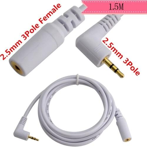 Stereo 2.5mm Male 90 Degree Plug to 2.5mm Female Jack Adapter Audio Cable 1.5m