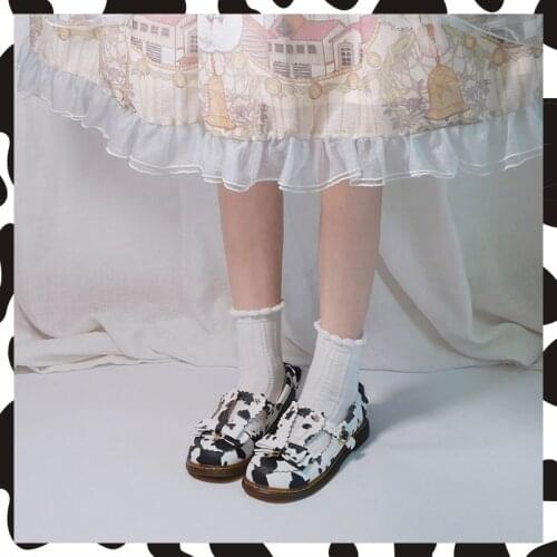 Princess sweet lolita shoes cute student daily bowknot leather shoes round head flat heel women shoes cosplay loli women shoes