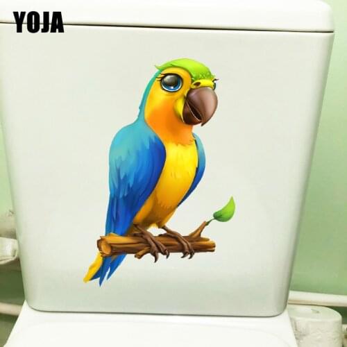 YOJA 15×23.5CM Colorful Cute Parrot Fashion Room Wall Stickers Mural Animal Toilet Cover Decor T1-2818