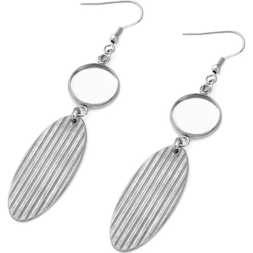 6pcs Stainless Steel 10 12 14 16 18 20 25mm Cabochon Earring Setting Blank Base Cameo Bezels Tray For Jewelry Making Supplies