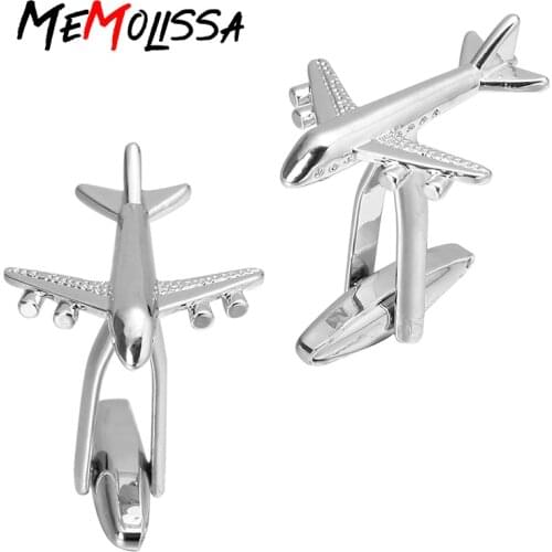 Memolissa 3 Pairs Hot Sale Aircraft Design Shirt Cufflinks Airplane Cuff Links For Men Fashion Mens Jewelry