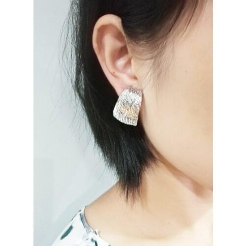 Vintage Alloy Earrings For Women Gold And Silver Color Clip No Pierced Ear Clips Earrings Fashion Chunky Statement Earrings