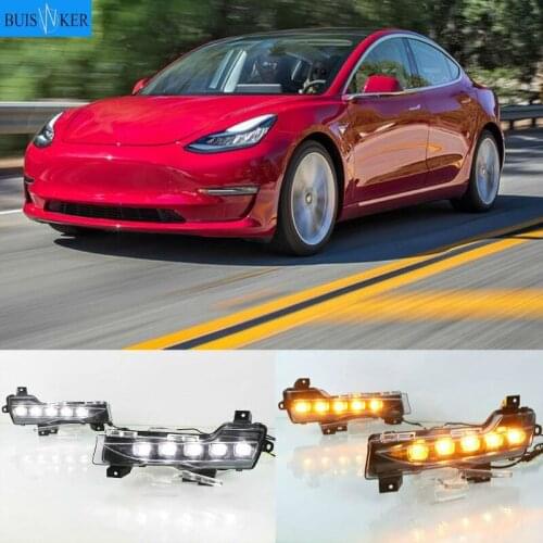 1Set For Tesla Model 3 2017 2018 2019 2020 Car LED DRL Daytime Running Light