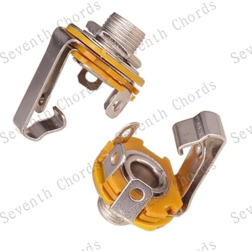 2 Pcs 6.35mm 1/4" Mono Closed Circuit Audio Jack Bass Guitar Jack Plug Input Socket / Pickup output jack - F007
