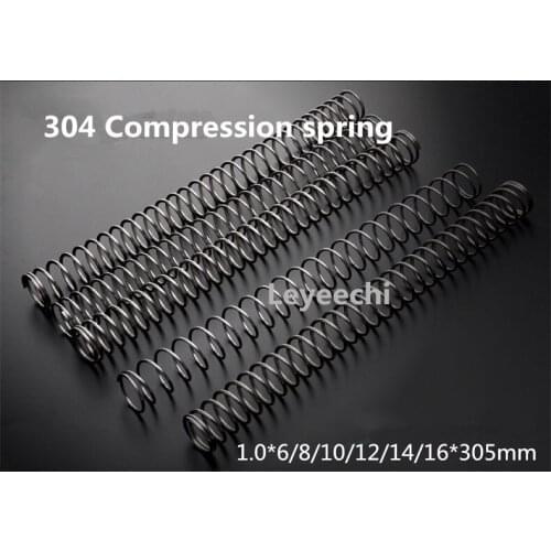 2pcs/lot 304 stainless steel Y- Type Compression spring wire dia. 1.0mm Outside Dia. 6/8/10/12/14/16mm Length 305mm