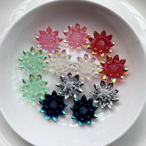 20PCS Crystal Flower Rhinestone/Resin Flat Back rhinestone applique Ideal for DIY jewelry making for wedding decorations