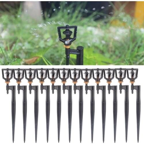 3Pcs Black Brown Box Rotary Nozzle Irrigation Sprinkler Nozzle Support Spike Watering Sprinklers Stakes Garden Water Connectors