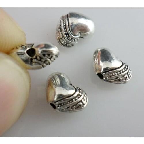 40pcs Tibetan Silver Heart Shape Spacer Beads 7x9mm Jewelry Findings