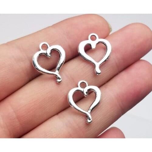 50pcs/lot--18x15mm, Antique silver plated heart charm,DIY supplies,Jewelry accessories