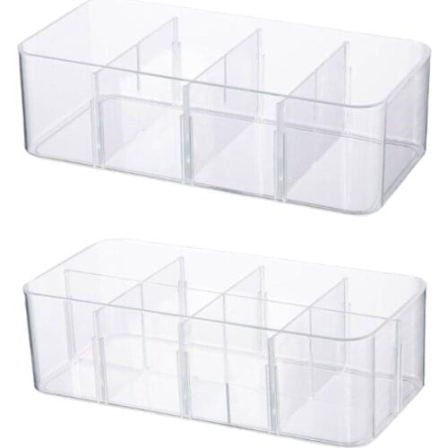Acrylic Underwear Drawer Organizer Box 4/8 Grids Compartment Divided Storage Bin
