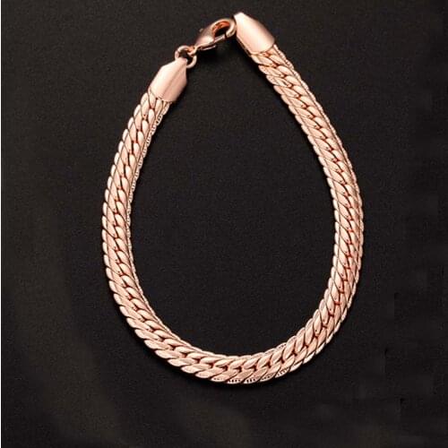 12 Style Fashion Jewelry 18CM-23CM Chain Mens And Womens 585 Rose Gold Curb/Oval Cuban Bracelet