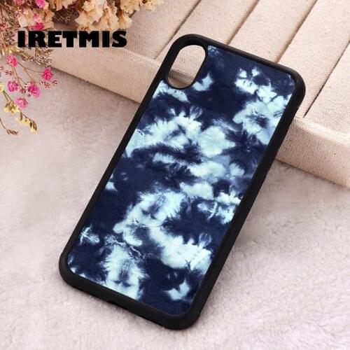 Iretmis 5 5S SE Phone Cover Case for iPhone 6 6S 7 8 Plus X Xs XR 11 12 Mini Pro Max Rubber Silicone Dark Blue Splotchey Tie Dye