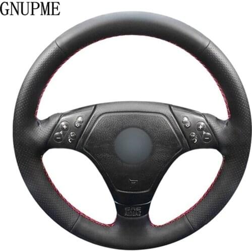 GNUPME Quality Hand-stitched Black Artificial Leather Car Steering Wheel Cover for BMW E36 E46 E39