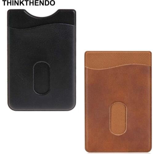 Leather Card Holder Sticker 3M Adhesives Credit ID Card Mobile Phone Back Pocket Wallet Case Stickers Bag Pouch