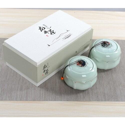 Round Handmade Tea Caddies Ceramic Box Gift Seal Mini Coffee Sugar Storage Jars Tea Caddies Pattern Theedoos Home Garden DG50TC