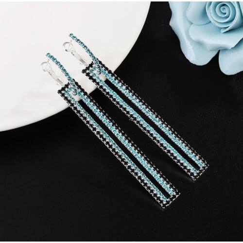 Fashion Long Geometric Drop Earrings Luxury square Rhinestone Earring for Women Party Jewelry Gift E550