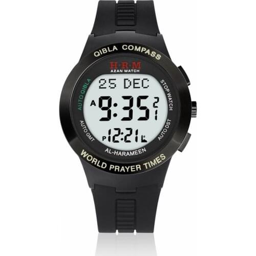 Muslim Watch with Azan Prayer Alarm and Qiblah Direction AL Harameen Fajr Time Wristwatch