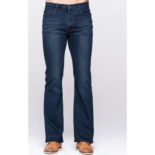 2021 New Mens Slim Boot Cut Jeans Classic Stretch Denim Slightly Flare Deep Blue Jeans Fashion Stretch Trousers