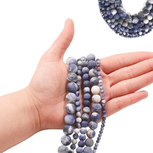 Natural Matte Old Blue Stripe Stone Round Loose Spacer Beads For Jewelry Making DIY Bracelet Accessories 1Strand 4 6 8 10 12mm