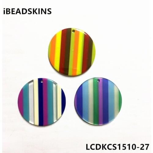 New arrival! 33mm 50pcs/lot acetic acid imitate marble texture stripe coin-shape charm beads for earring/Jewelry DIY