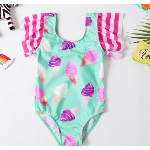 3~8Y Baby Girls Swimwear New 2019 Girls swimsuit one piece Children Swimwear Cute icecream Kids Beach wear Bathing suit-SW417