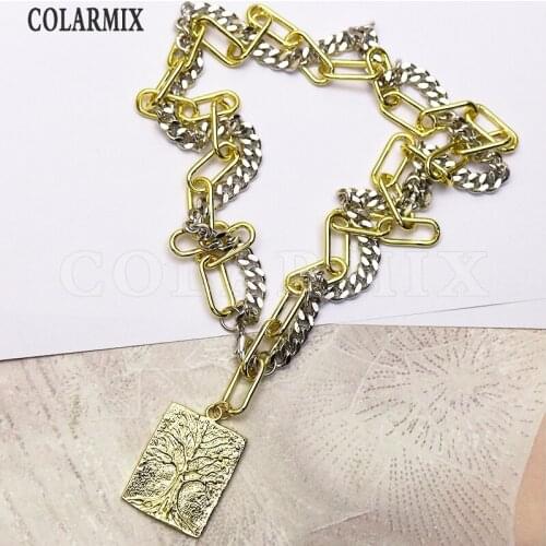 4 Stand Punk jewelry necklace exaggerating handmade Geometric Pendant necklace metal necklace accessories women necklace 7372