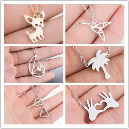 Cute Animal Model Puppy Horse Necklace Plant Lovers Jewelry Hollow Cute Commemorative Lightning Pendant Necklace 2020 Gift