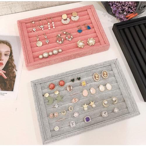 New Arrival Jewelry Flat Trays Box Earring Rings Storage Box Jewelry Case Display Convenient Charming Women Rings Trays Makeup