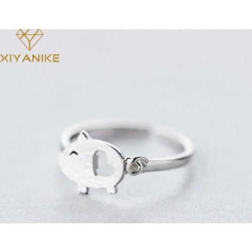 XIYANIKE 925 Sterling Silver Simple Cute Animal Opening Rings Creative Handmade Jewelry Accessories For Women Wedding Couple