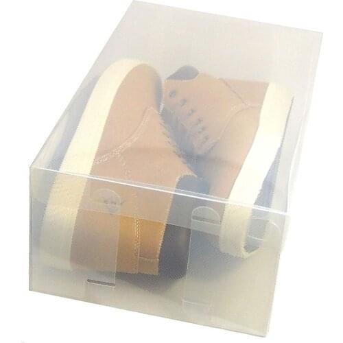 YYSD Transparent Rectangle Shoe Storage Box For Ladies Men Stackable and Foldable Shoes Organizer Box Plastic and Clear