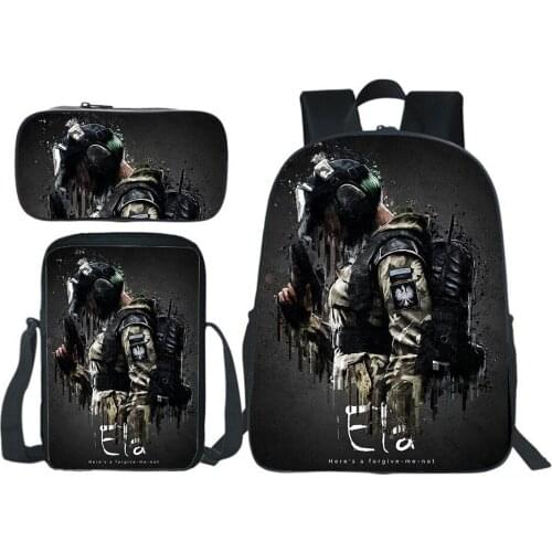 Rainbow Six Siege Backpack 3pcs Set Pencil Case Shoulder Bag ESports Game Bookbag Boy Girl Bag Kids Back To School Gift Mochila