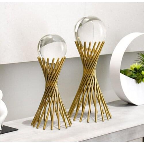 Luxurious Metal Ornaments Crystal Ball Home Decoration Artware Living Room Decoration Furnishings Wedding Display Crafts Gifts