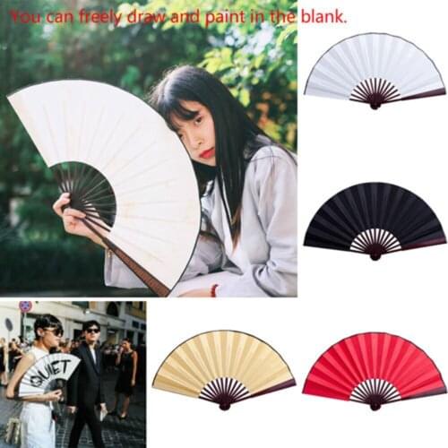 Free Form Chinese Style Hand Held Fan Bamboo Silk Cloth Folding Fan Handheld Wedding Decor Hand Fan Cool Bamboo Personalized