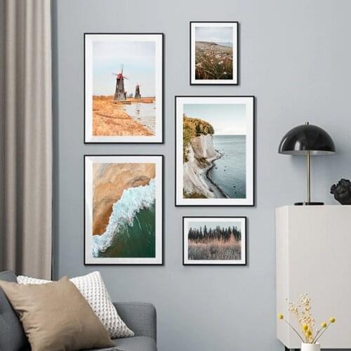 Modern Seascape Beach Spray Dried Floral Nature Canvas Painting Wall Art Prints Pictures Poster Living Room Home Interior Decor