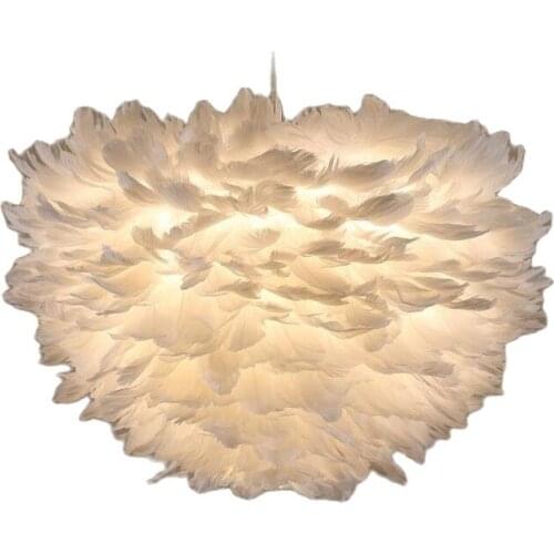 High End Modern Brief Creative White Feather Led E14*5 Pendant Light for Living Room Bedroom Wedding Decor Lamps Dia 60cm 1458