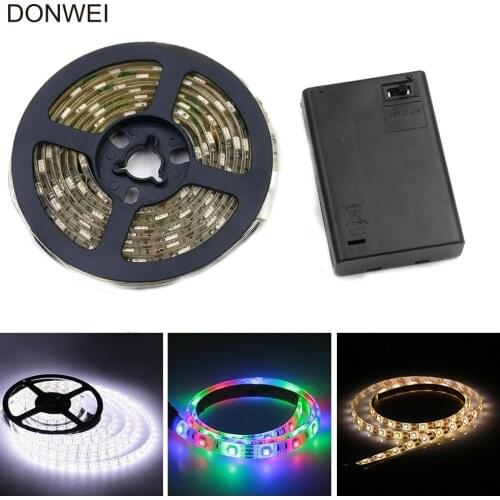 5V 50CM 1M 2M Battery Powered RGB LED strip light SMD 3528 Decor lamp For PC TV Background Lighting Warm White Cool White