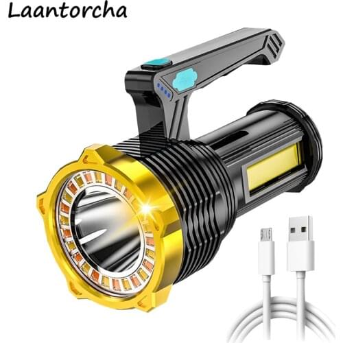 High power led flashlights White Yellow Lights Powerful flashlight Portable Ultra Bright torch USB Rechargeable Camp Flashlight