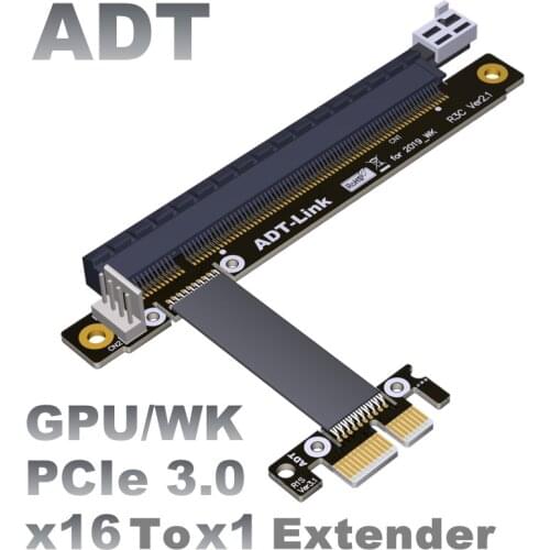 ADT R13SC-WK PCIe x1 to x16 GPU Graphics Card Extension Cable Non-USB PCI-E PCI Express 3.0 1x To 16x For BTC Mining A N Card