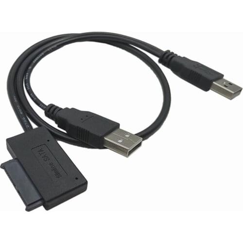 USB 2.0 to 90 Degree Angled Type Slimline SATA 7+6 13 Pin CD DVD ROM driver Adapter With Extral USB Power Cable