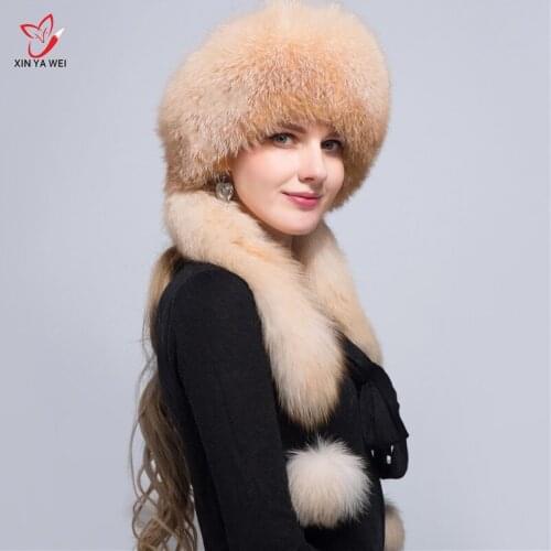 Genuine fox lady hat female natural fox fur russian hat winter thick warm ear fashion bomber fur hat female elegant woman hat
