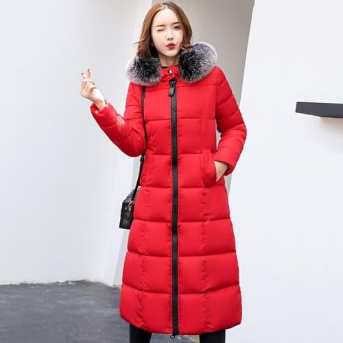 Female Winter Coat Long Hooded Fur England Womens Jackets Warm Thicken Cotton Overcoat Oversized Loose Outerwear